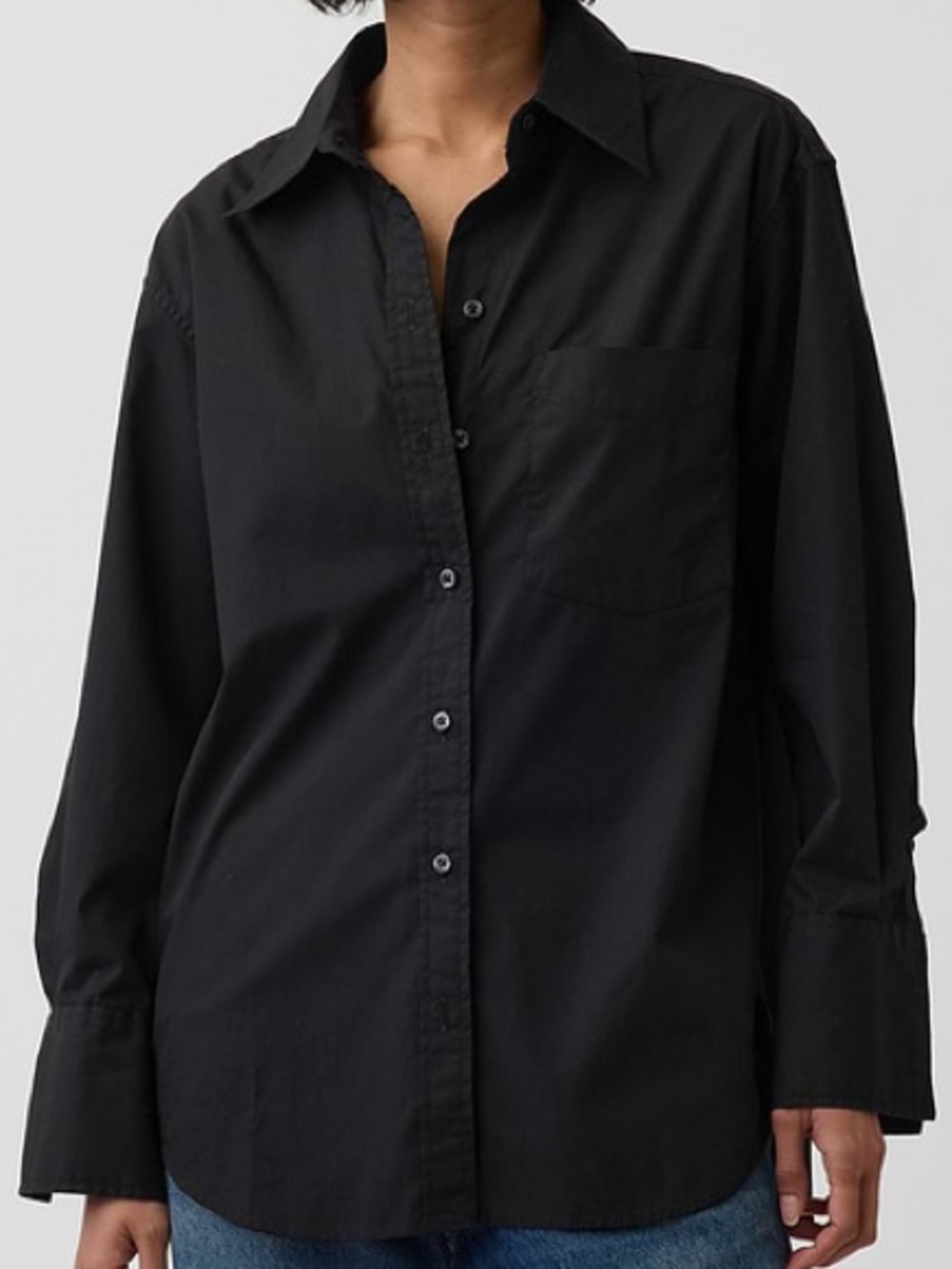 Gap Black The Big Shirt Button Down Size L NWT